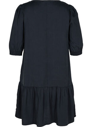 Kleid mit V-Ausschnitt und Smock, Black, Packshot image number 1