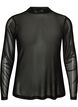 Enganliegende Mesh-Bluse mit langen &Auml;rmeln, Schwarz, Packshot image number 0