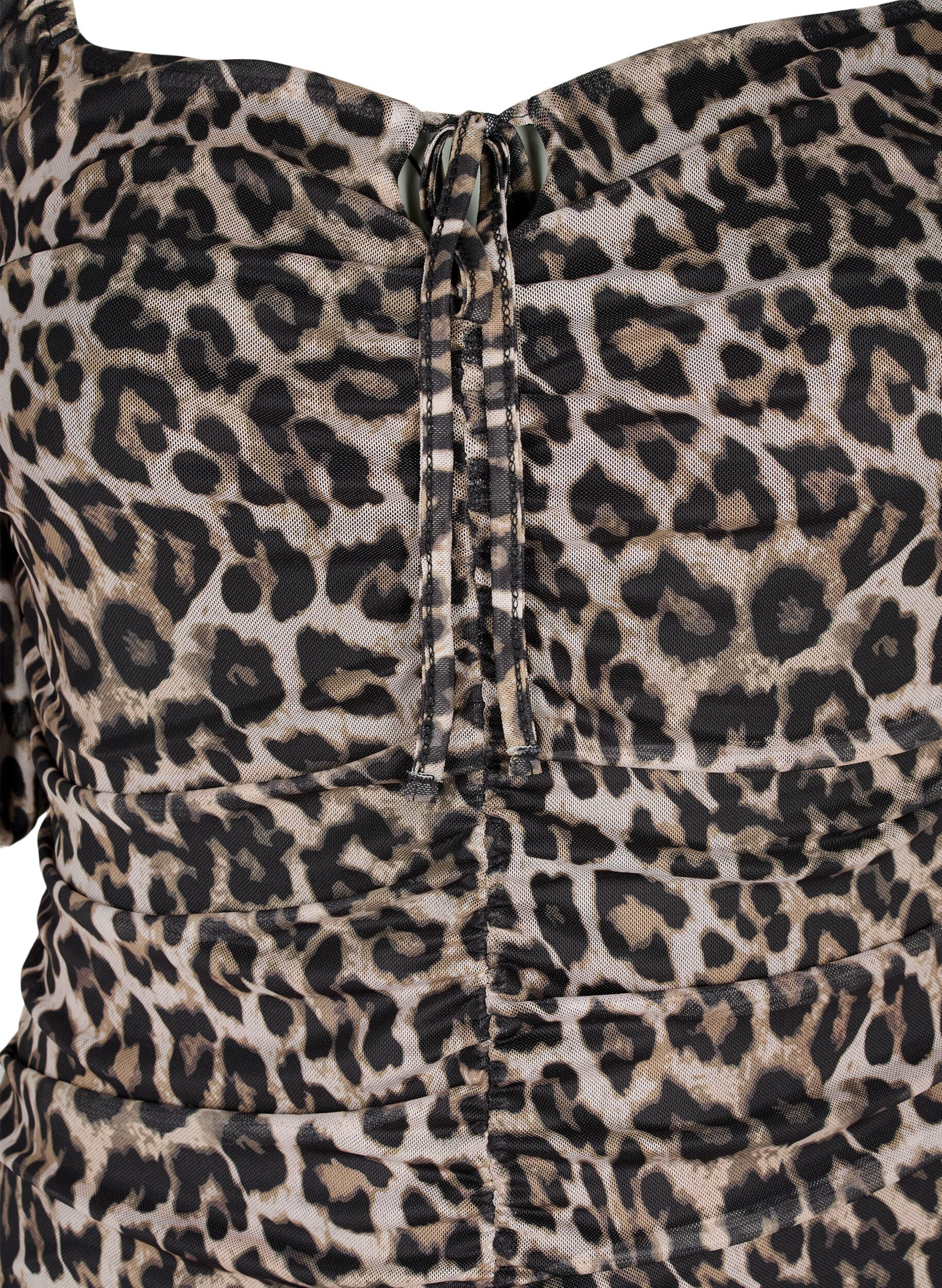 ZizziKurzes Kleid aus Mesh mit Leopardenprint, Leo, Packshot image number 2