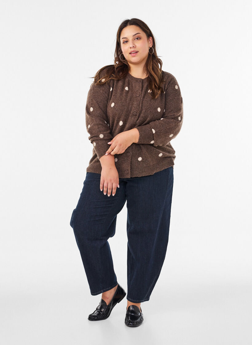 Strickjacke mit Punktmuster, Braun, Model image number 1