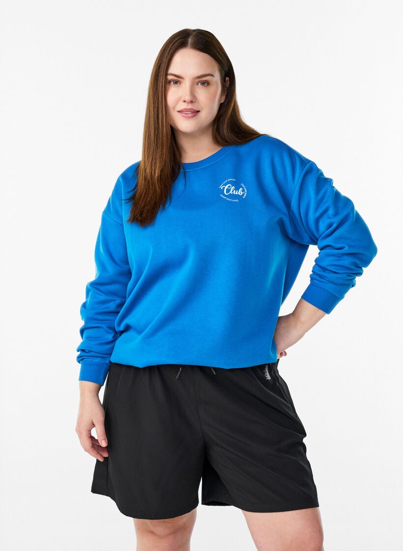 Sweatshirt mit Textprint, Blau, Model image number 0