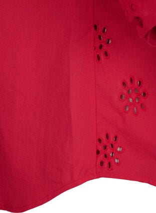 Hemdbluse mit Lockstickerei und 3/4-Ärmeln, Tango Red, Packshot image number 3