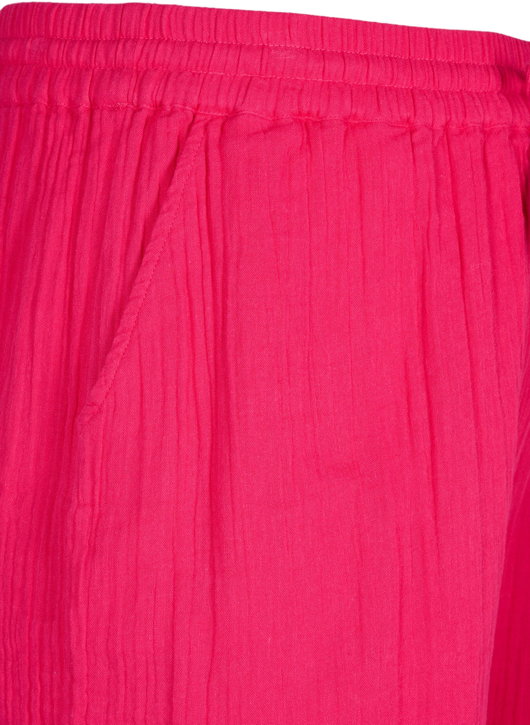 ZizziKurze Hosen mit Taschen aus Baumwoll-Musselin, Bright Rose, Packshot image number 2