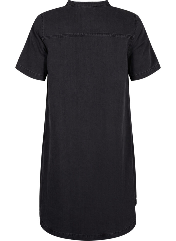 A-förmiges Jeanskleid mit kurzen Ärmeln, Grey Denim, Packshot image number 1