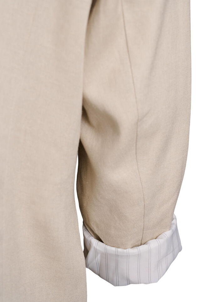 Blazer aus Leinen und Viskose mit Revers und Taschen, Beige, Packshot image number 3