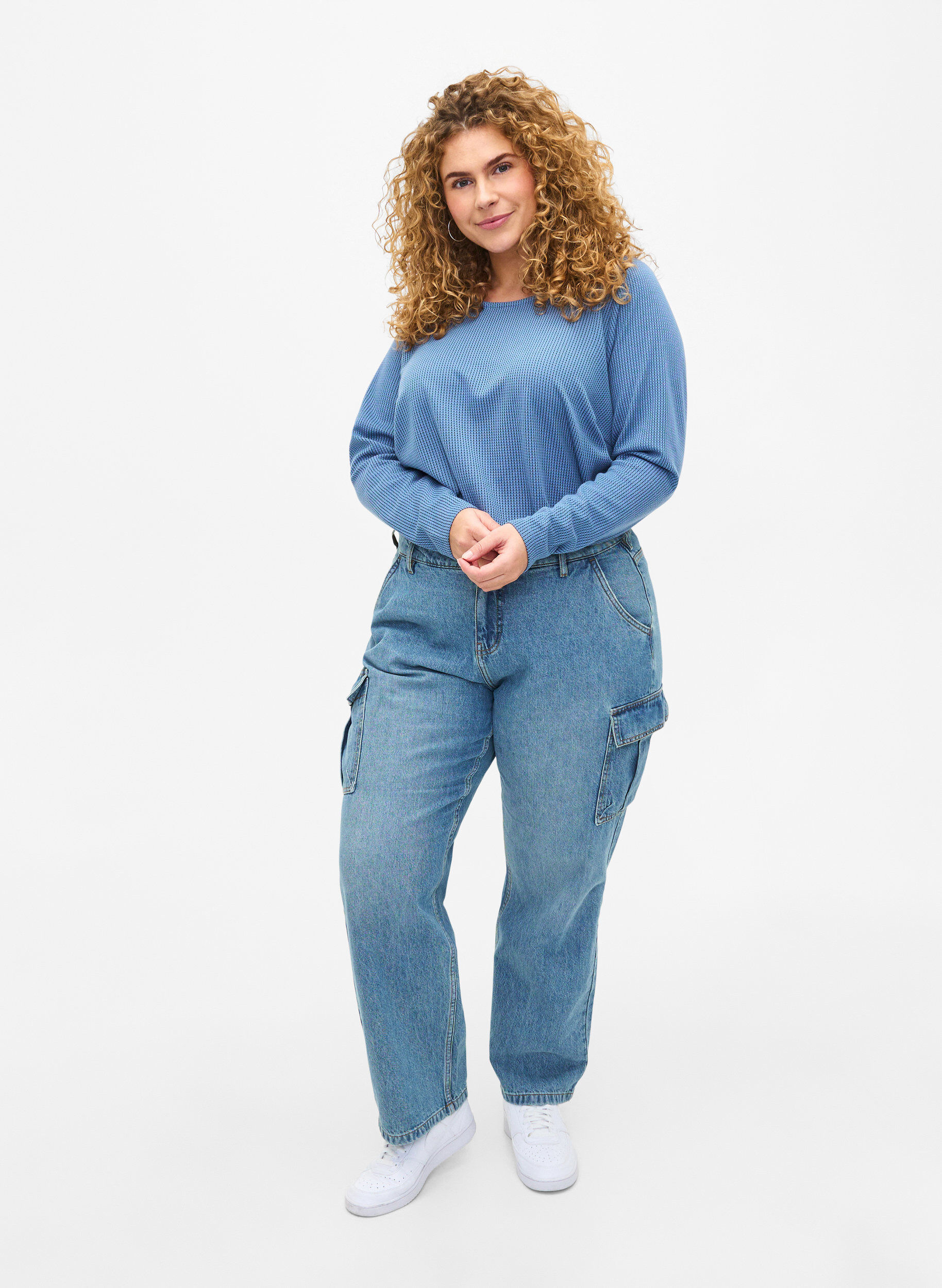 ZizziStrukturierte Bluse in A-Linie, Quiet Harbor, Model image number 2