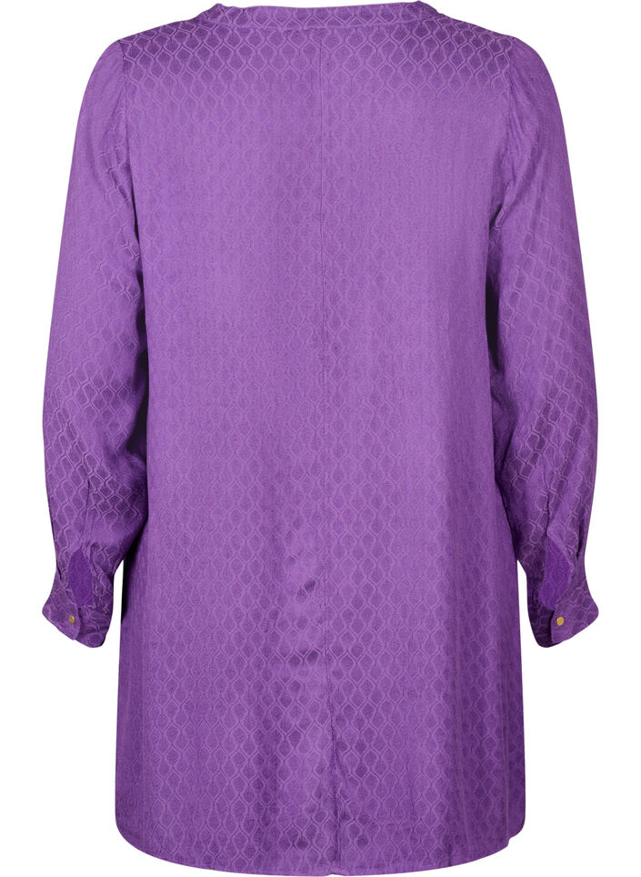 Viskose Tunika mit Ton-in-Ton-Muster, Lavender Violet, Packshot image number 1