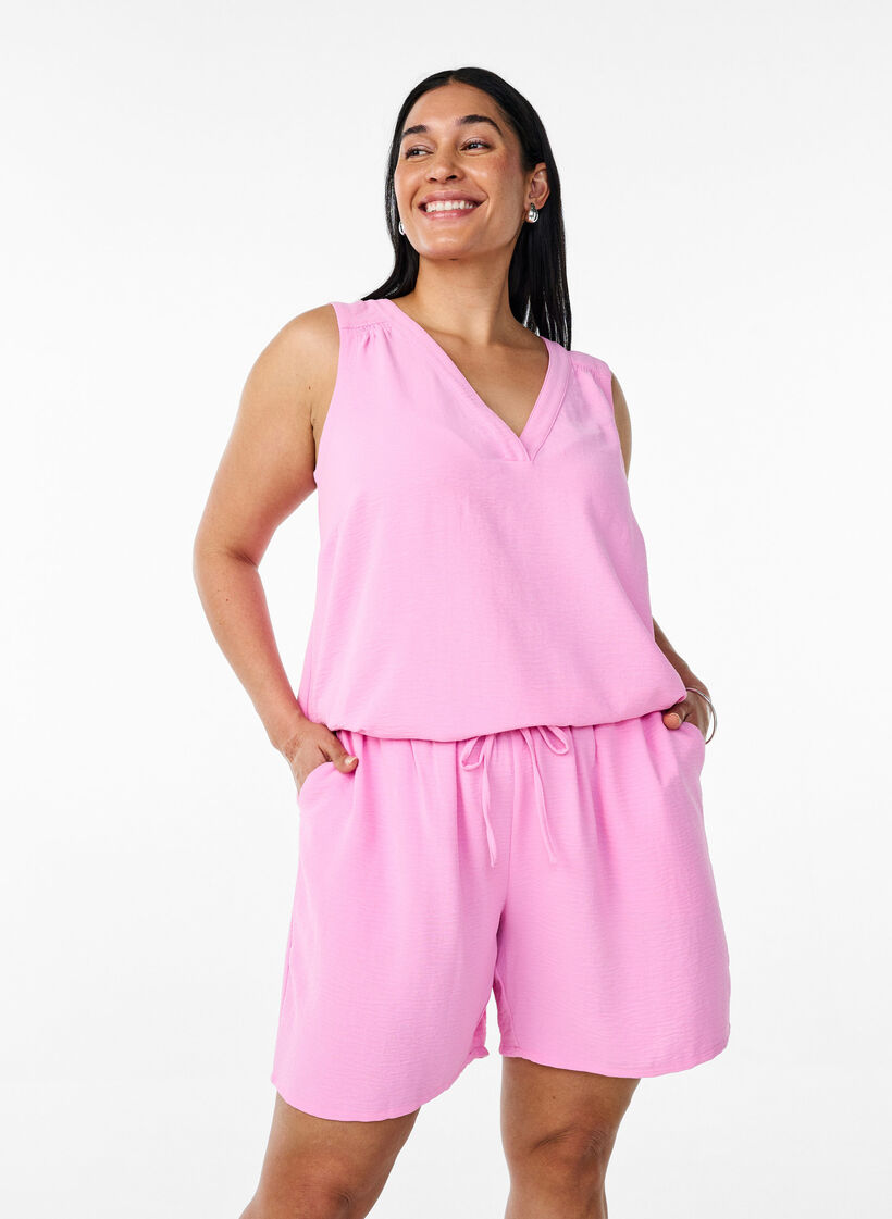 Kurze Hose mit Taschen und elastischem Bund, Pink, Model image number 0