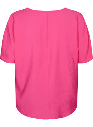 Viskose Bluse mit kurzen Ärmeln und V-Ausschnitt, Beetroot Purple, Packshot image number 1