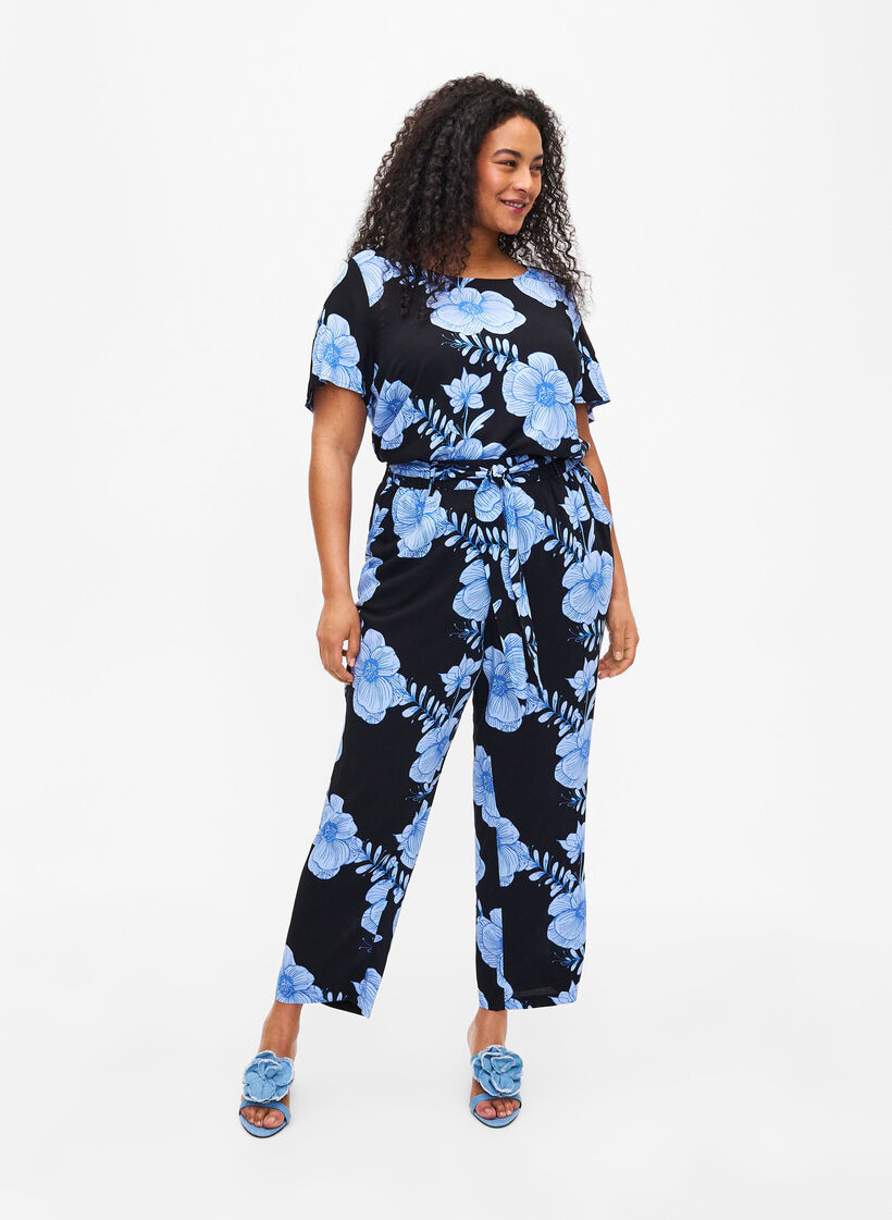 Hose mit hohem Bund aus Viskose, Schwarz, Model image number 0