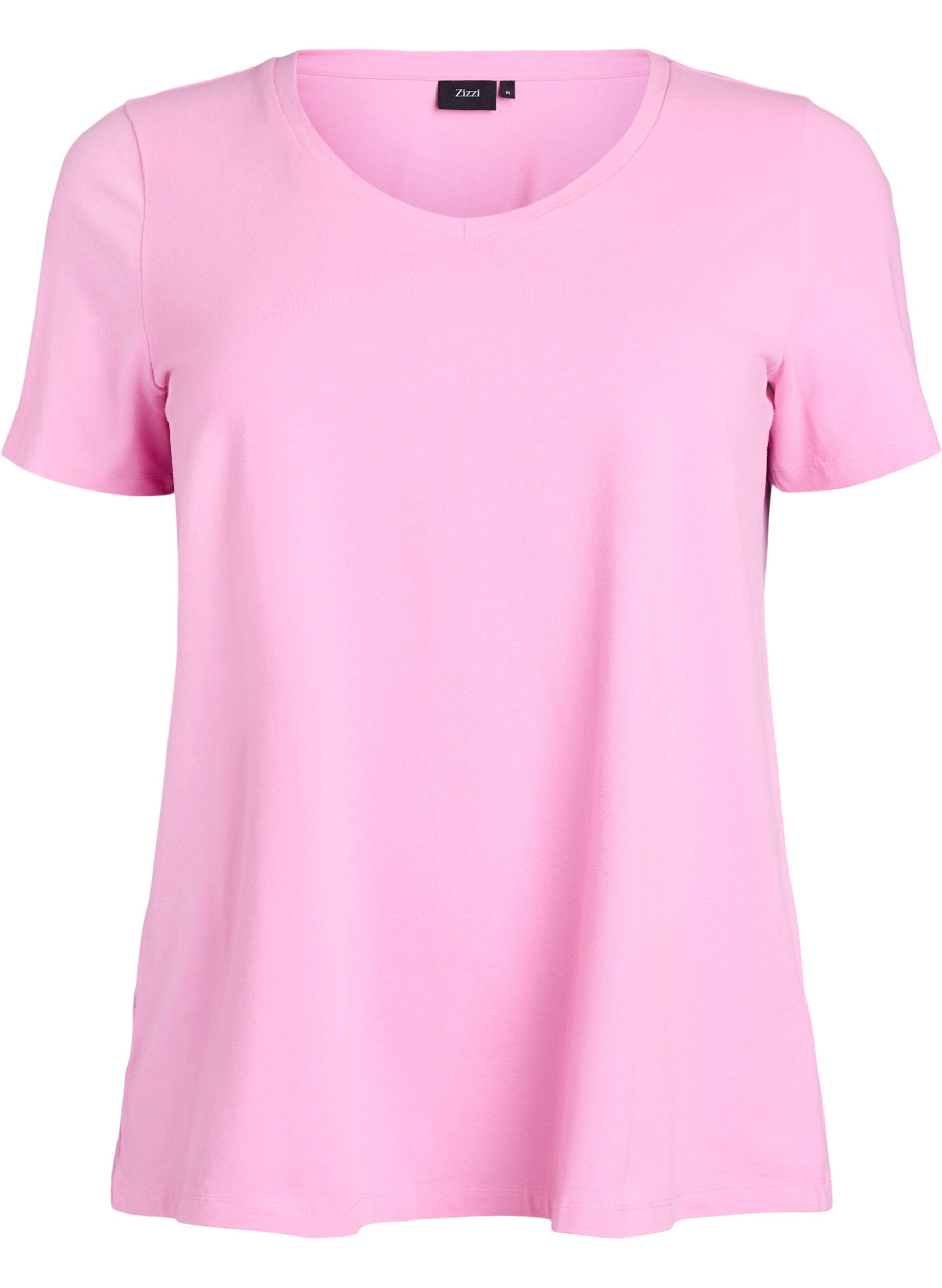 ZizziEinfarbiges basic T-Shirt aus Baumwolle, Pink, Packshot image number 0