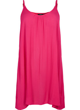 Einfarbiges Trägerkleid aus Viskose, Bright Rose, Packshot image number 0