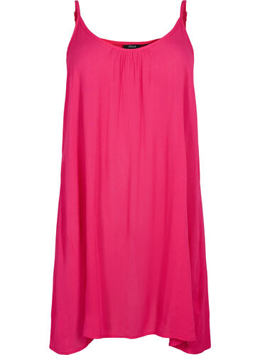 Einfarbiges Trägerkleid aus Viskose, Bright Rose, Packshot image number 0