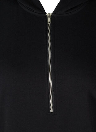Langes Sweatkleid mit Kapuze und Tasche, Black, Packshot image number 2