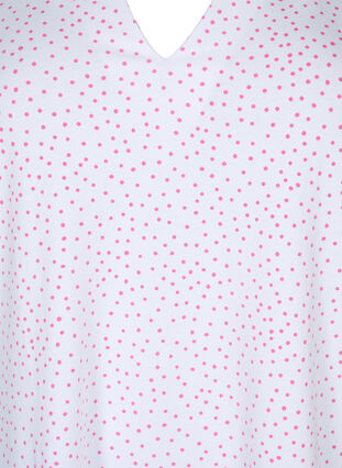Baumwoll-T-Shirt mit Punkten und V-Ausschnitt, B.White/S. Pink Dot, Packshot image number 2