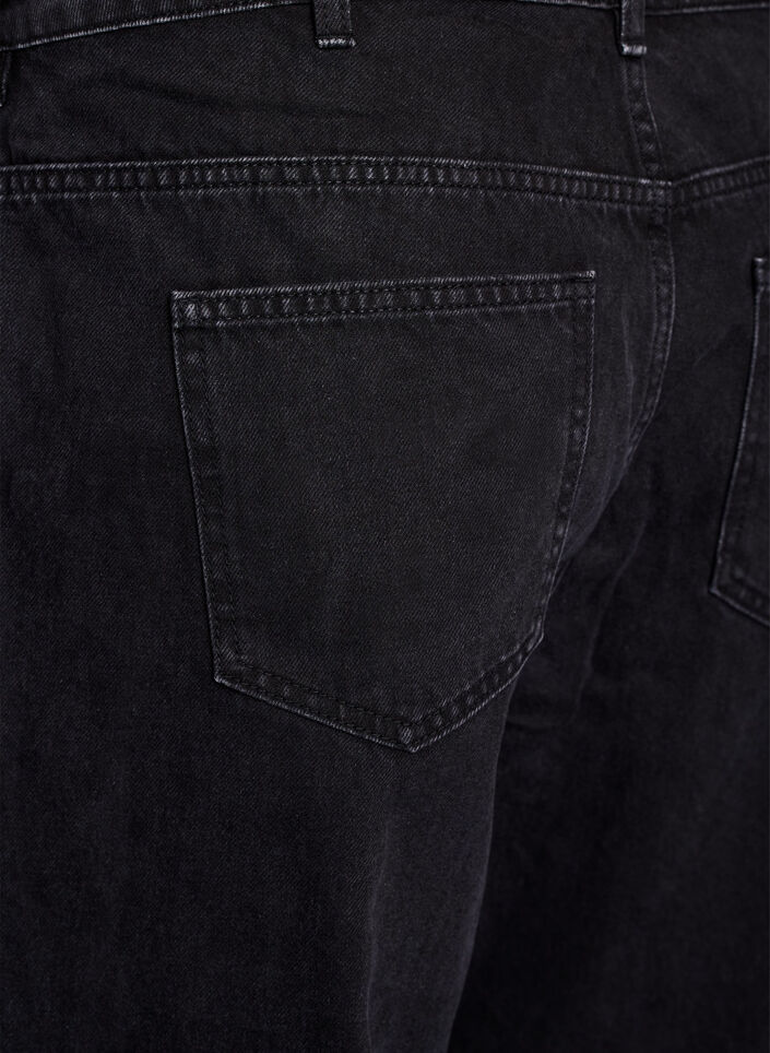 Jeans in gerader Passform mit Bindegürtel, Schwarz, Packshot