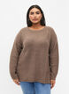 Melange-Pullover mit Seitenschlitz, Walnut/White Mel., Model image number 0