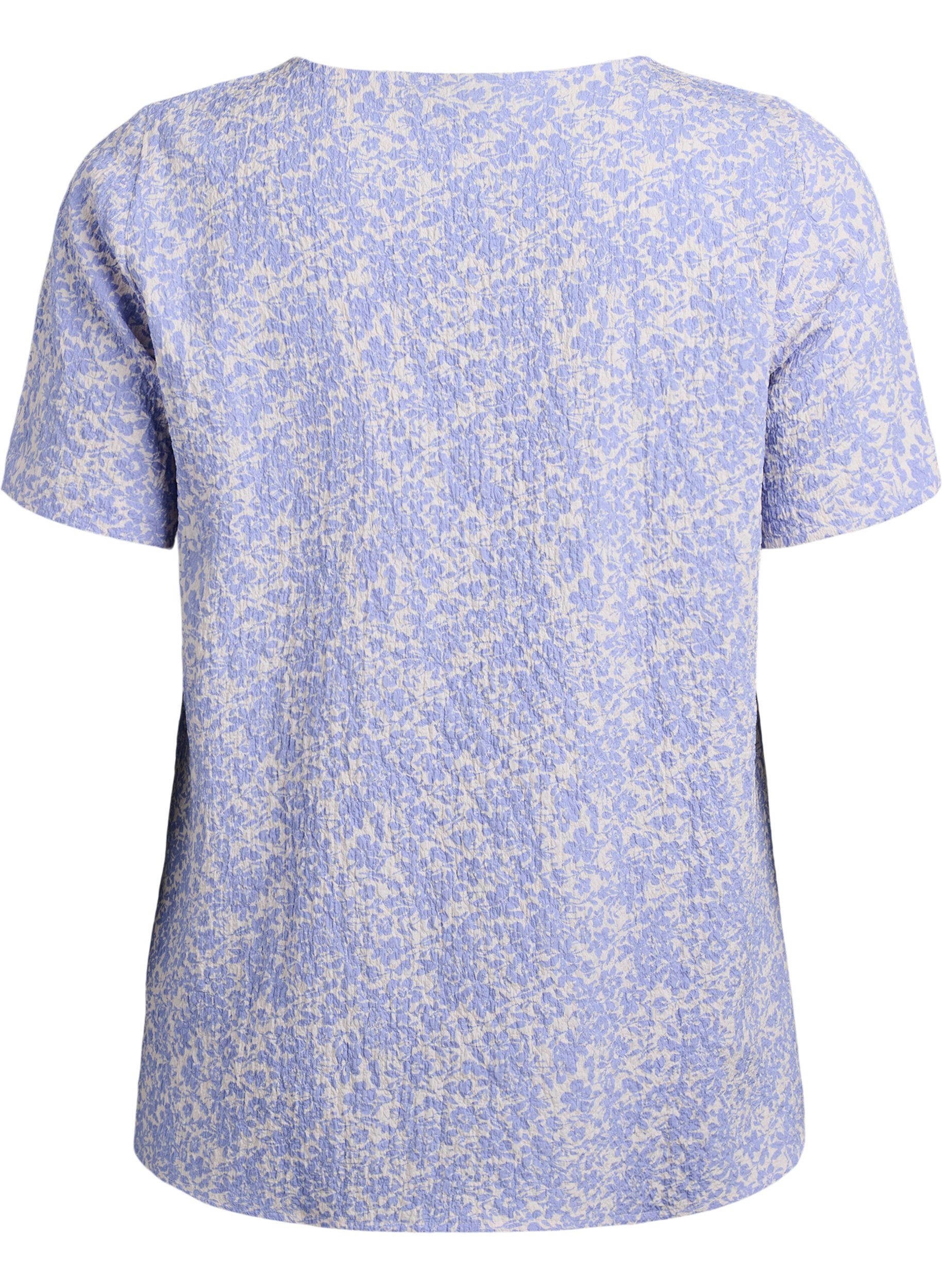 ZizziBluse mit Struktur und kurzen &Auml;rmeln, Blau, Packshot image number 1