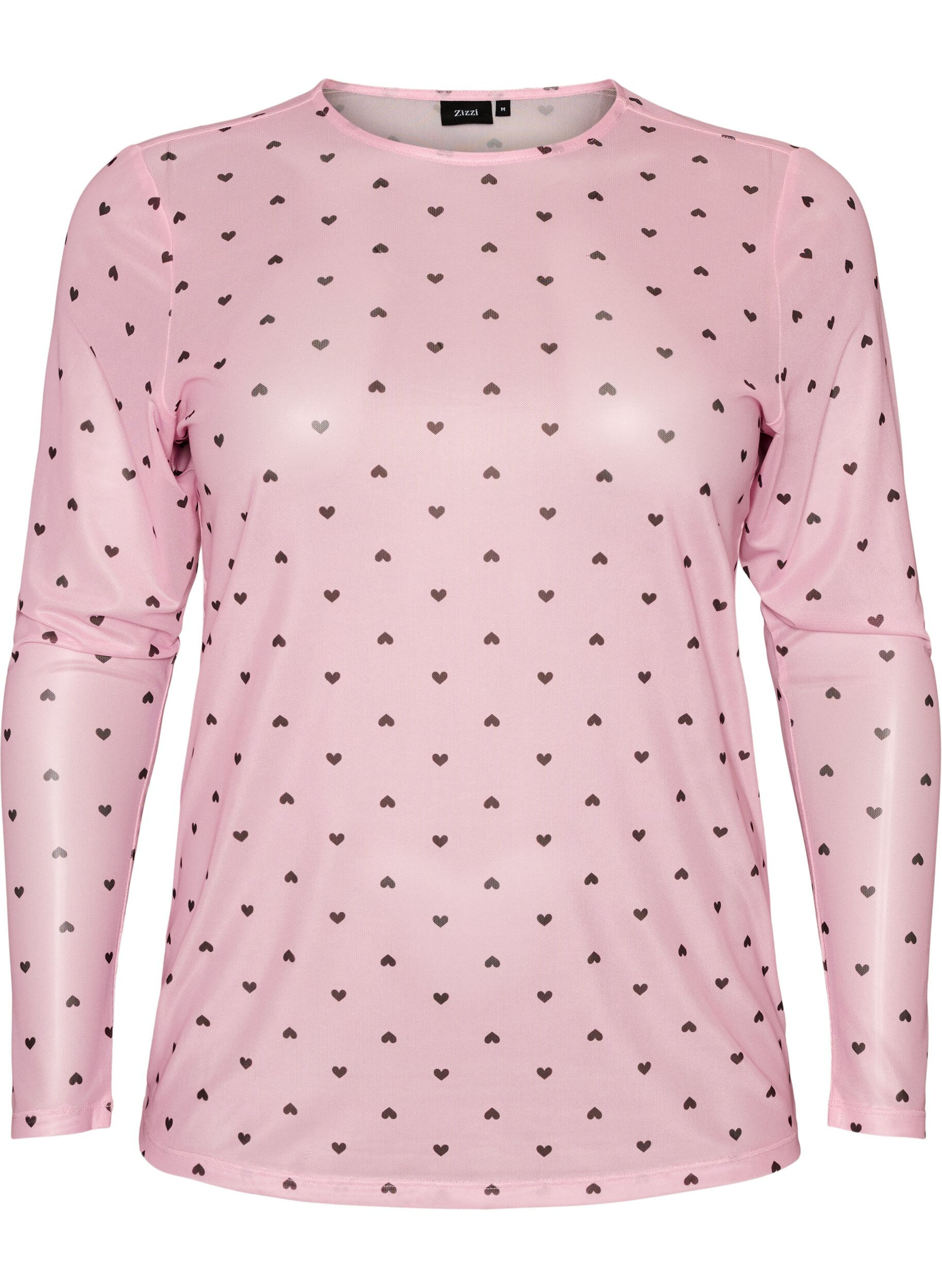 ZizziBluse aus Mesh mit Print, Pink, Packshot image number 0