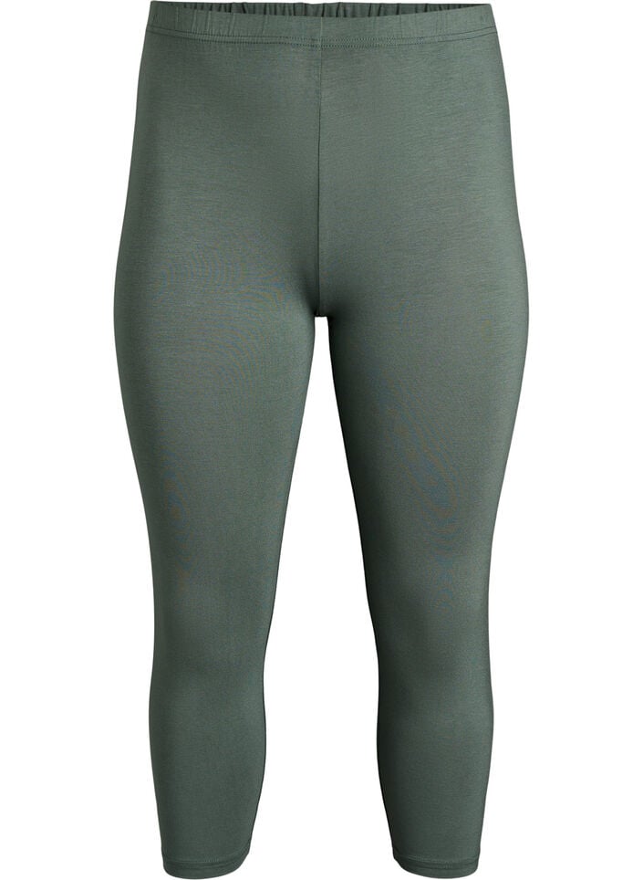 Basic 3/4-Leggings aus Viskose, Gr&uuml;n, Packshot image number 0