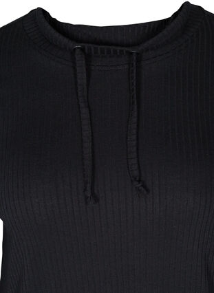 Langarm Bluse mit hohem Kragen und Tunnelzug, Black, Packshot image number 2