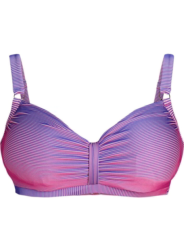 Gestreiftes Bikini-Top mit B&uuml;gel, Pink, Packshot image number 0