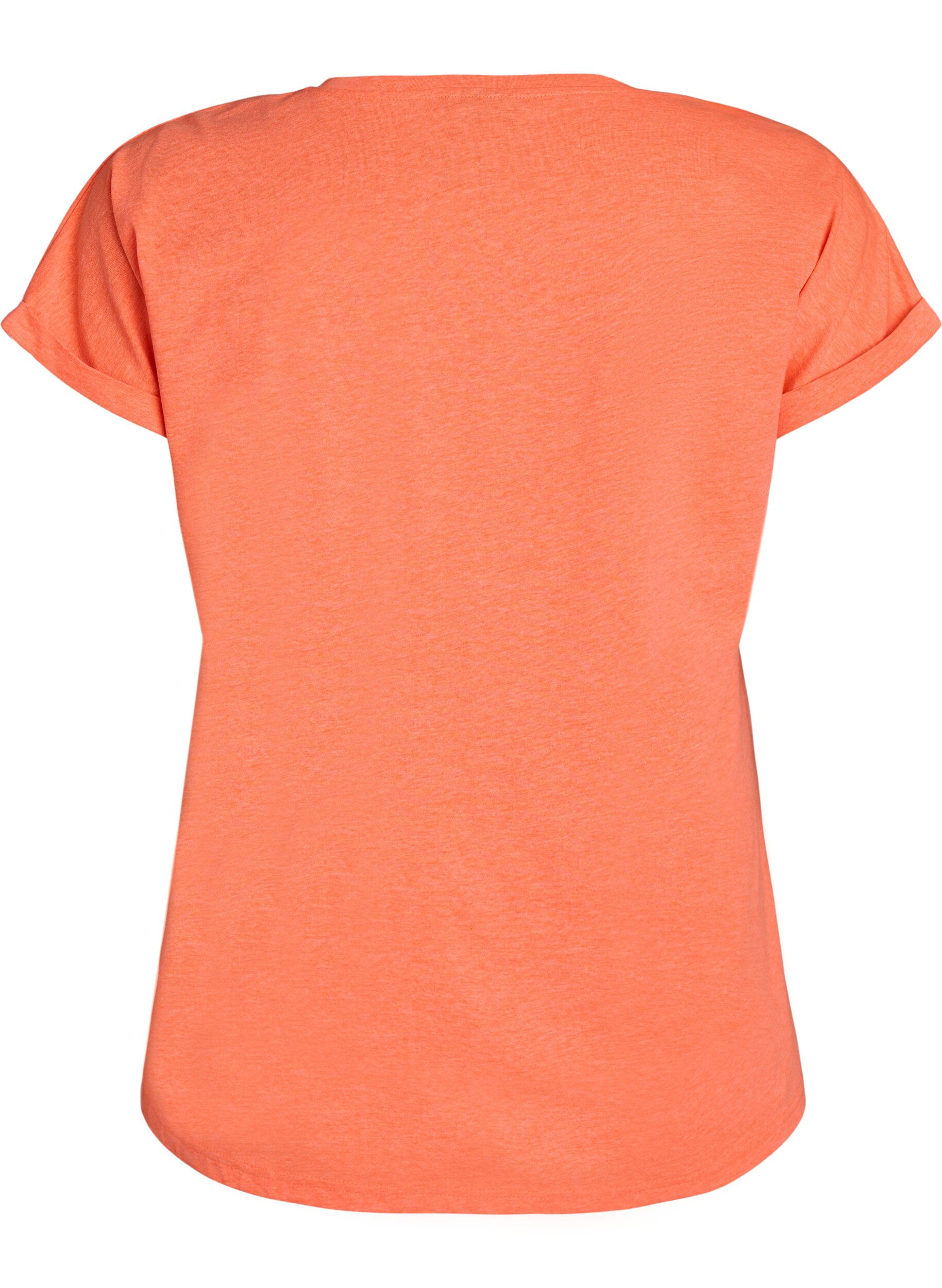 ZizziNeonfarbenes T-Shirt aus Baumwolle, Orange, Packshot image number 1