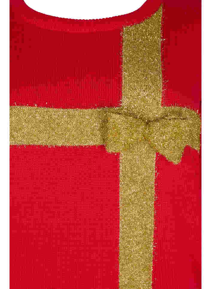 Weihnachtspullover mit Lurex, Red W/gold lurex, Packshot image number 2