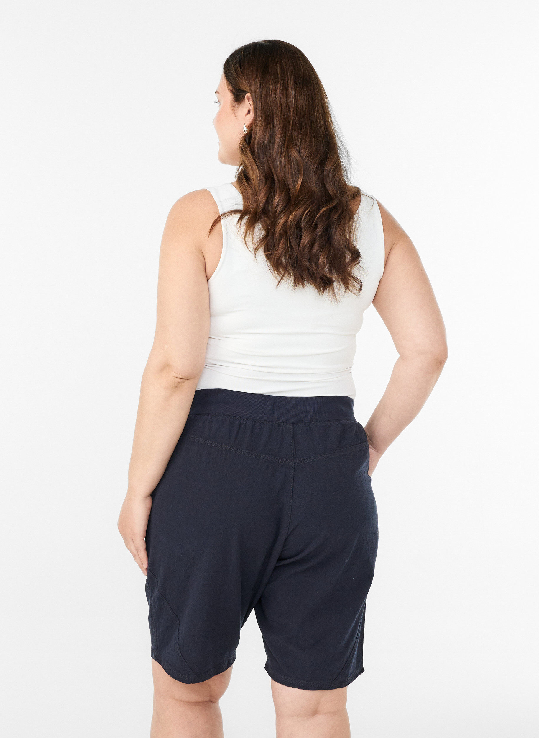 ZizziLockere Shorts aus Baumwolle mit Taschen, Blau, Model image number 2