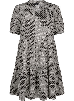 FLASH – A-Linien-Kleid mit Print, Black White Graphic, Packshot image number 0