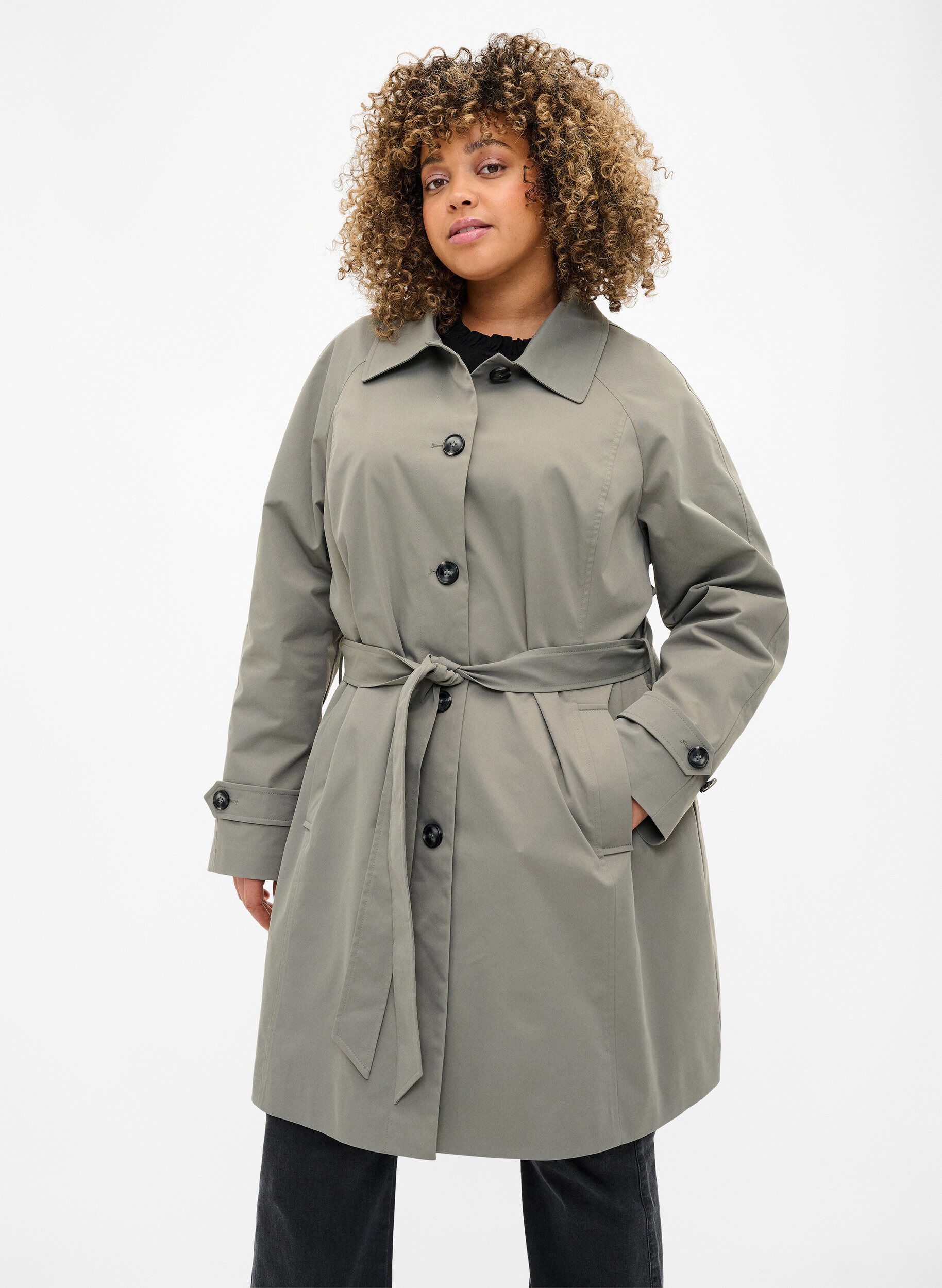 ZizziTrenchcoat mit Taschen und G&uuml;rtel, Sea Spray, Model image number 0