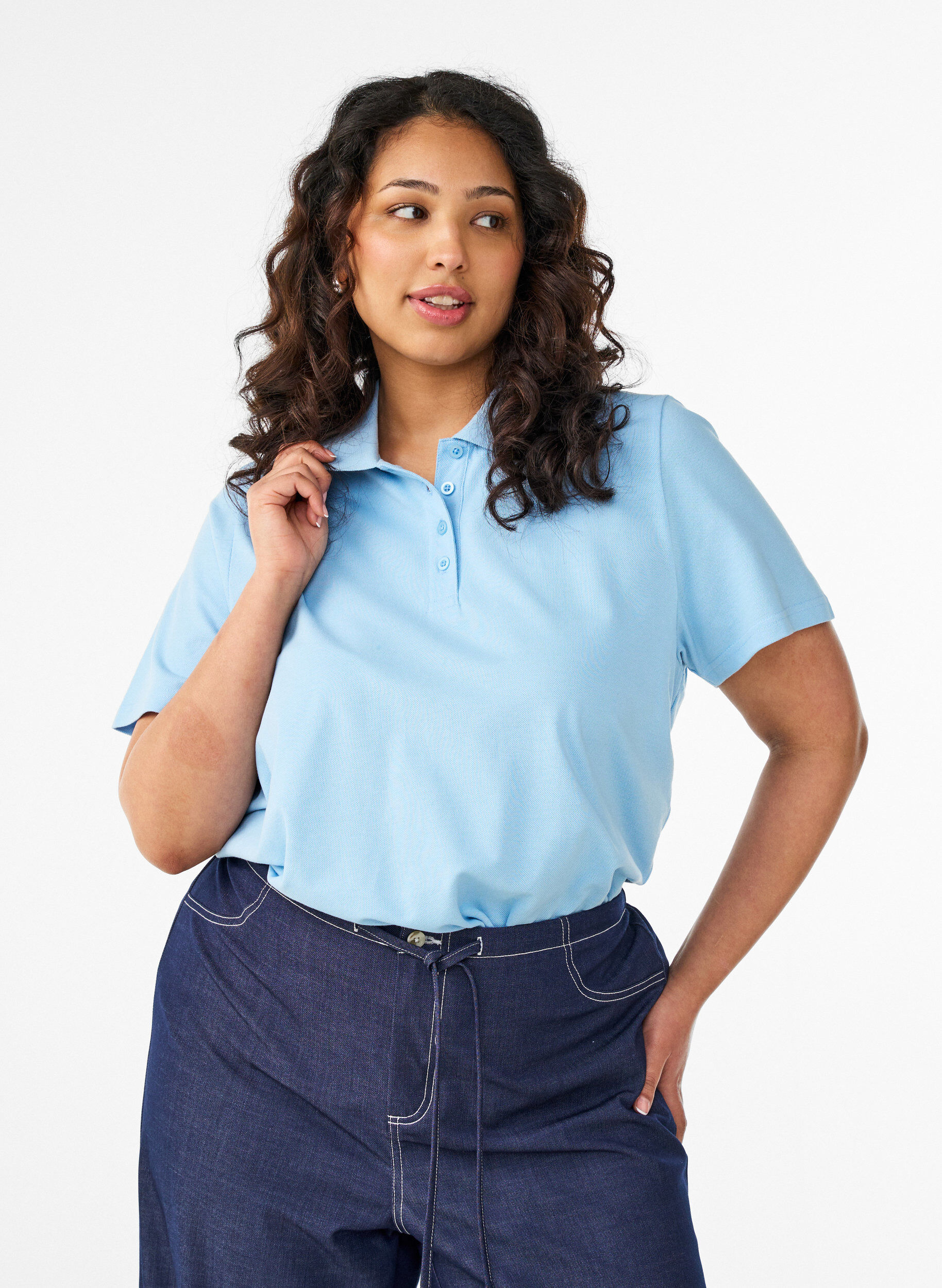 ZizziPoloshirt mit kurzen &Auml;rmeln, Blau, Model image number 0