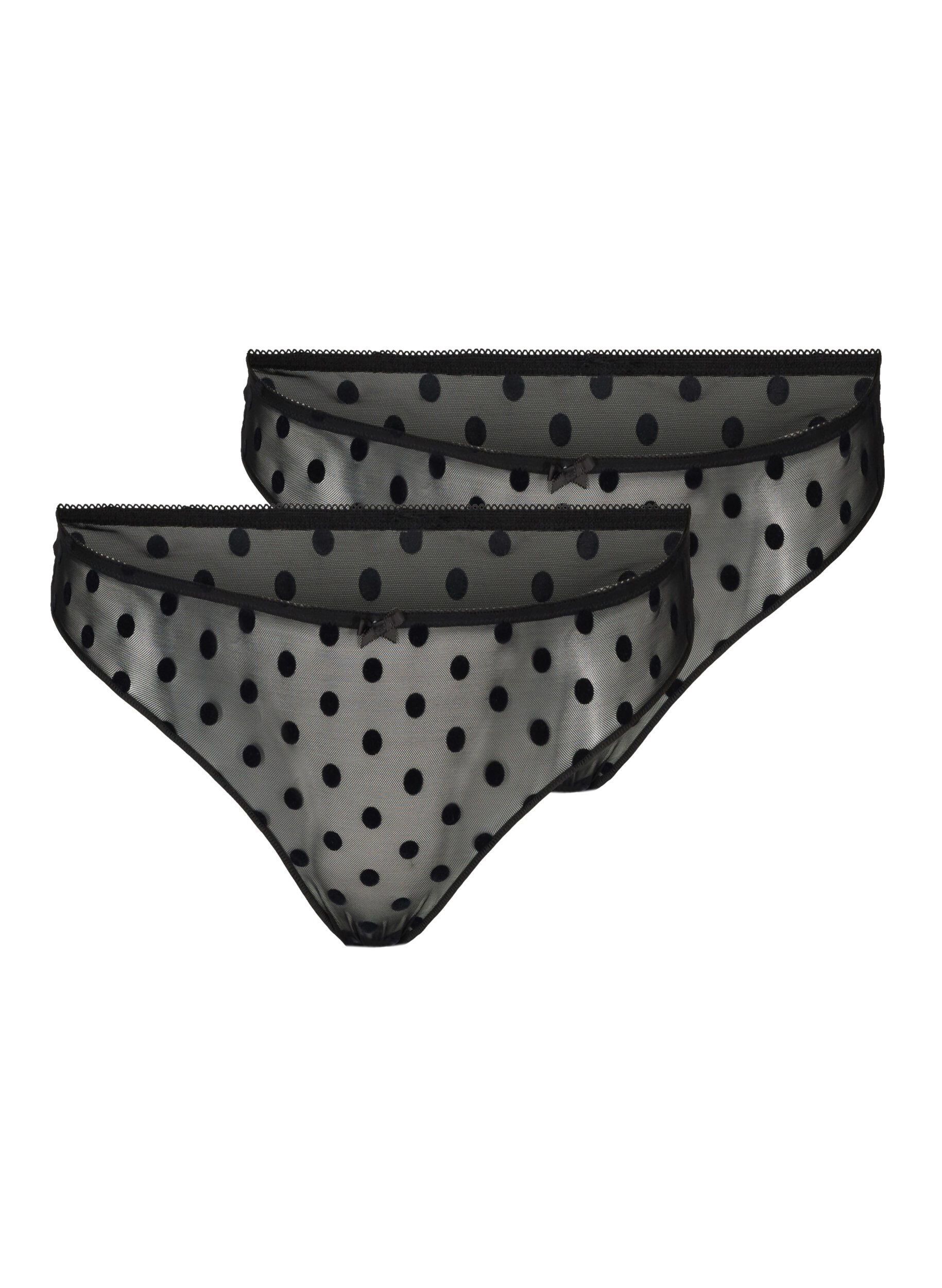 Zizzi2er-Pack G-String aus Mesh mit Punkten, Black, Packshot image number 0