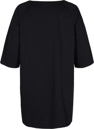 Sweatkleid mit 3/4-Ärmeln und Taschen, Black, Packshot image number 1
