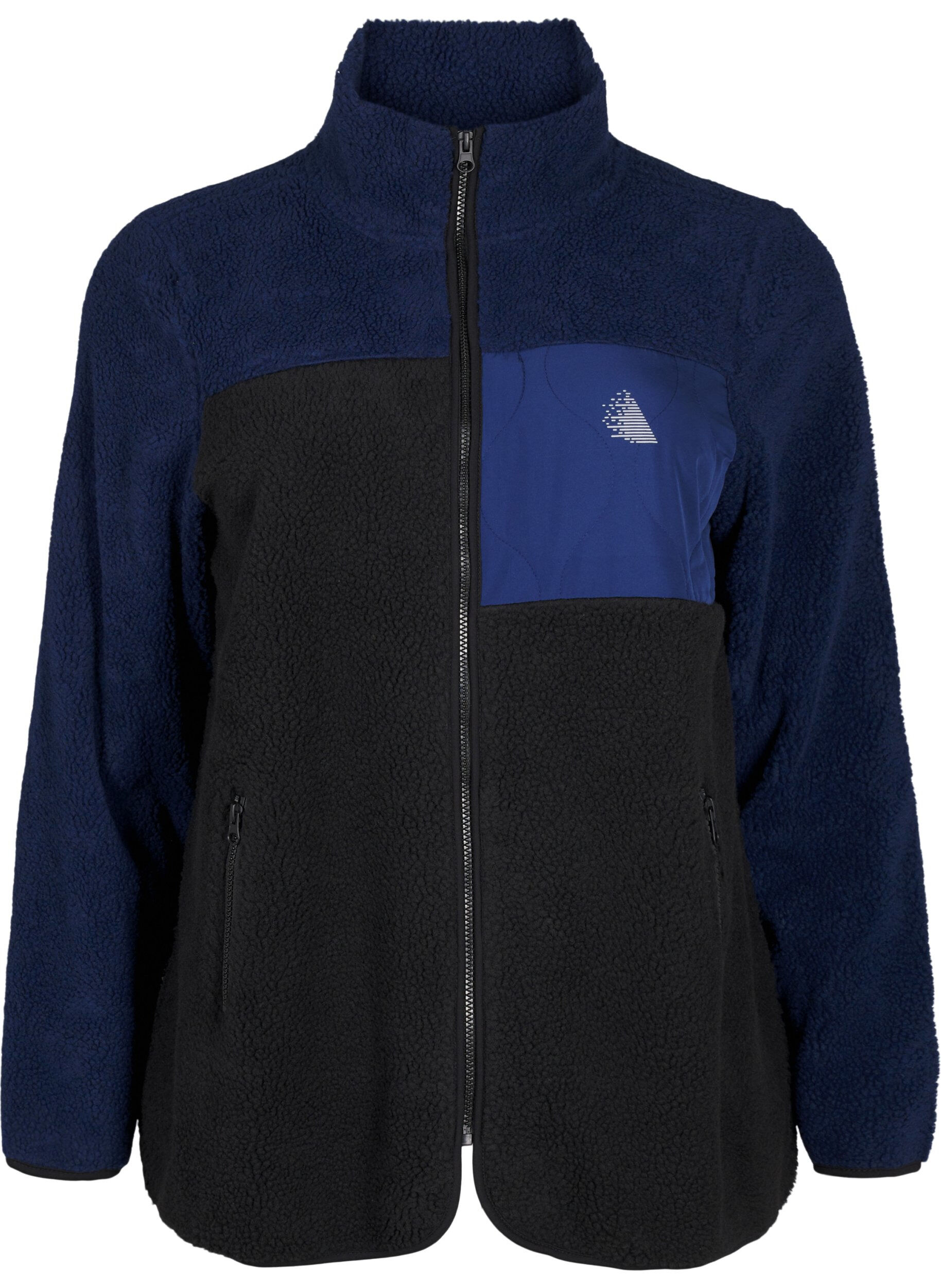 ZizziTeddyjacke mit Farbblock, Night Sky comb., Packshot image number 0