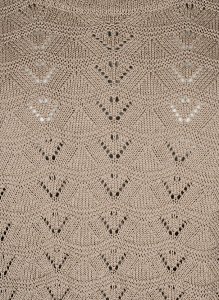 Strickbluse mit Lochmuster und langen Ärmeln, Desert Taupe, Packshot image number 2
