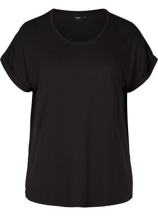 T-Shirt mit Rundhals, Black, Packshot image number 0