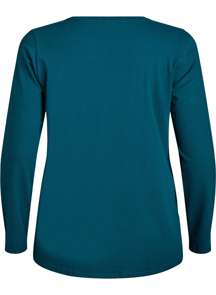 Basic Top aus Jersey mit langen Ärmeln, Grün, Packshot image number 1