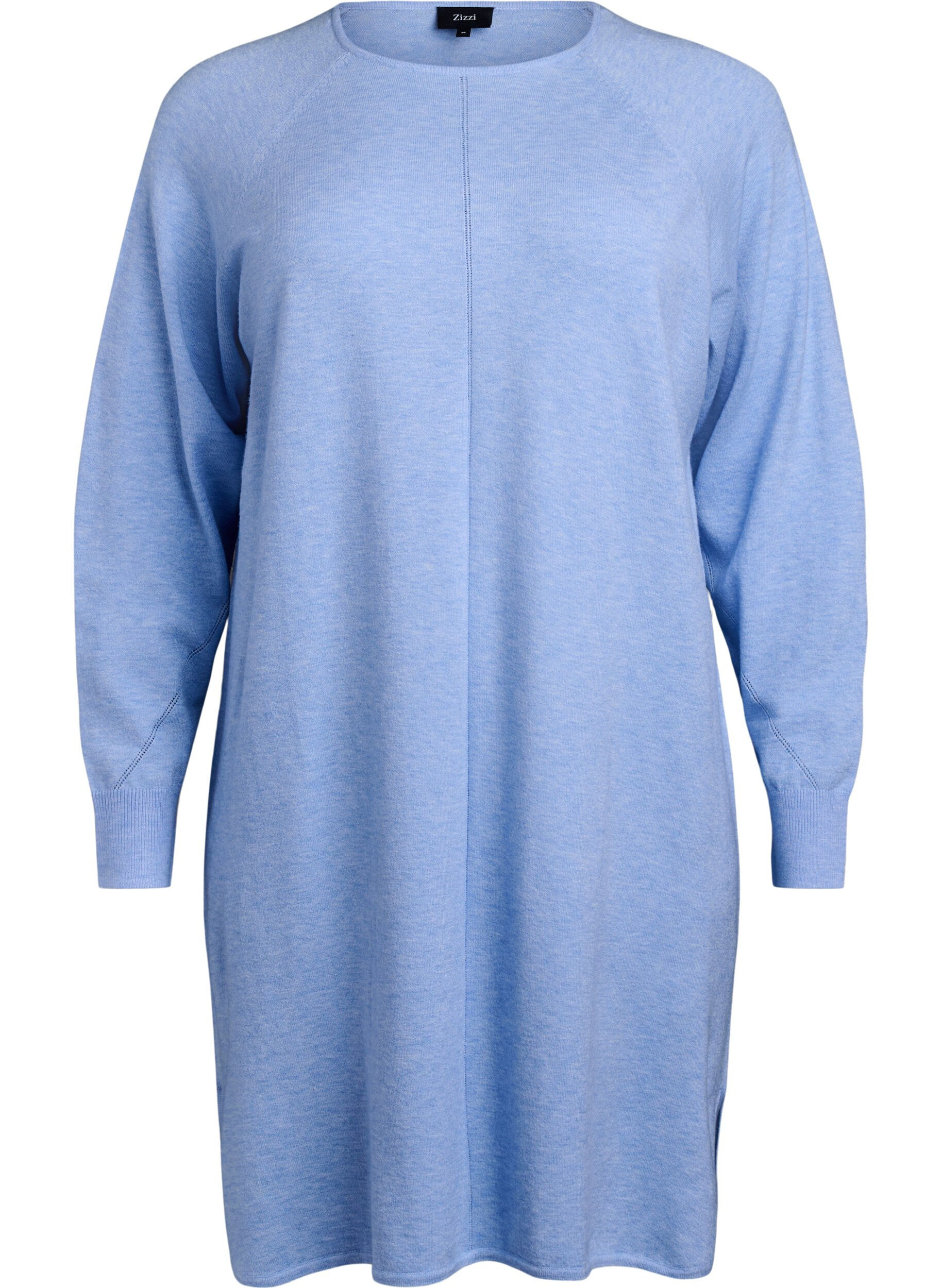 ZizziStrickkleid mit Rundhalsausschnitt und Strickmuster, Della R. Blue Mel., Packshot image number 0