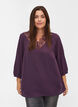 Einfarbige Bluse mit Spitze und 3/4-Ärmeln, Plum Perfect, Model image number 0