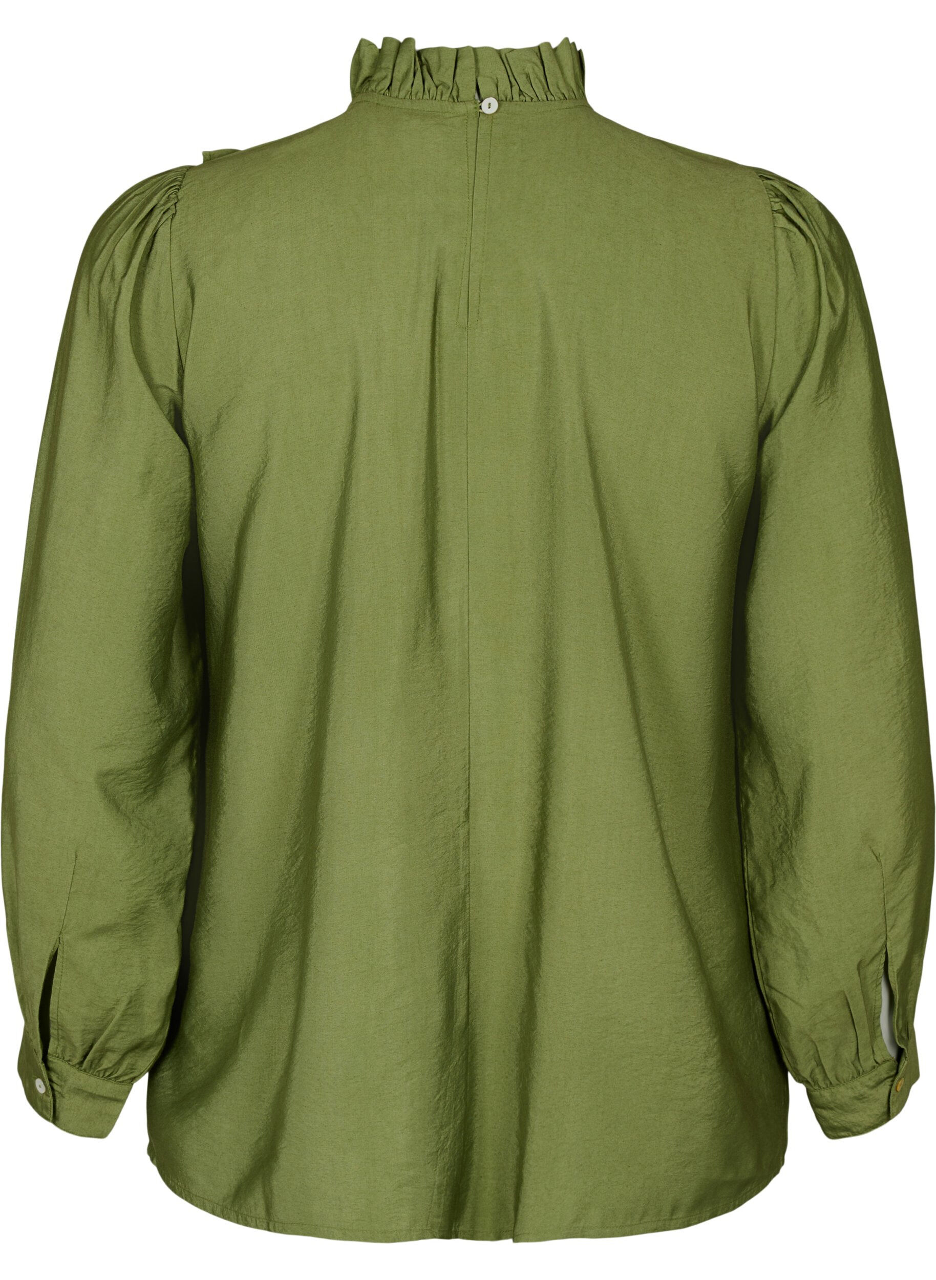 ZizziViskose-Bluse mit R&uuml;schen, Loden Green, Packshot image number 1