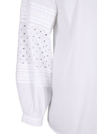 Langarmbluse mit dekorativen Details, Bright White, Packshot image number 3