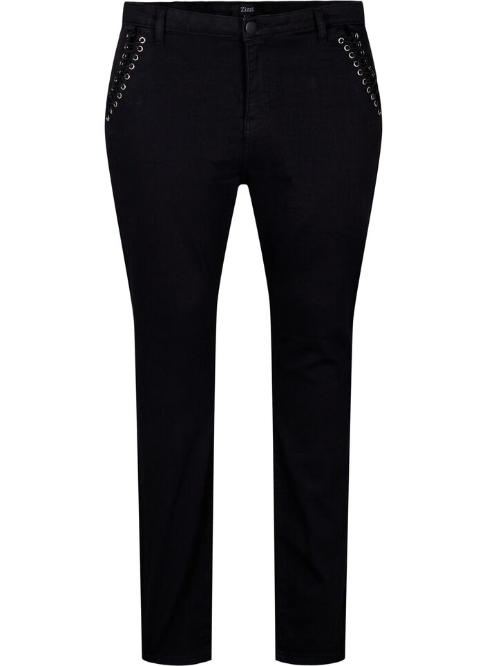  Amy Jeans Super Slim mit Schn&uuml;rdetail, Black, Packshot image number 0