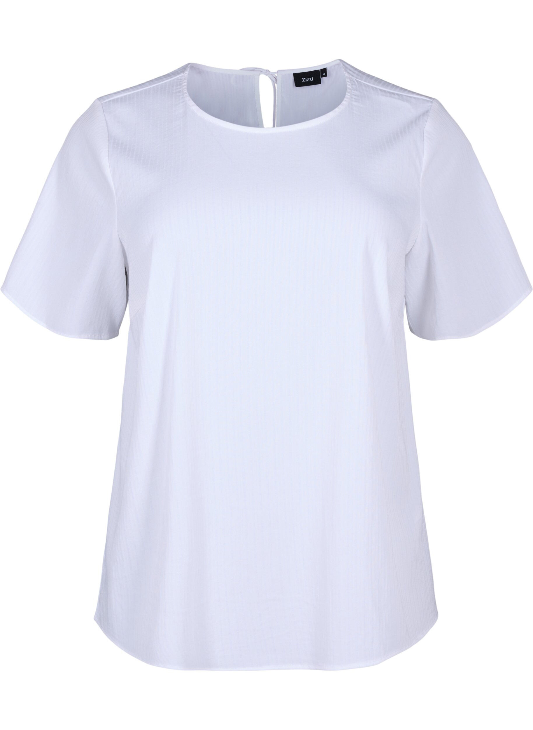 ZizziKurz&auml;rmelige Bluse aus Viskose mit Schleifen, Bright White, Packshot image number 0