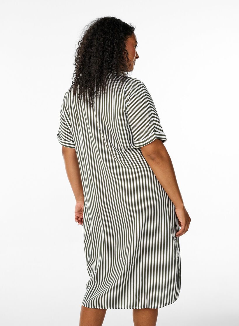 Langes Hemdkleid mit kurzen &Auml;rmeln, Gr&uuml;n, Model image number 2