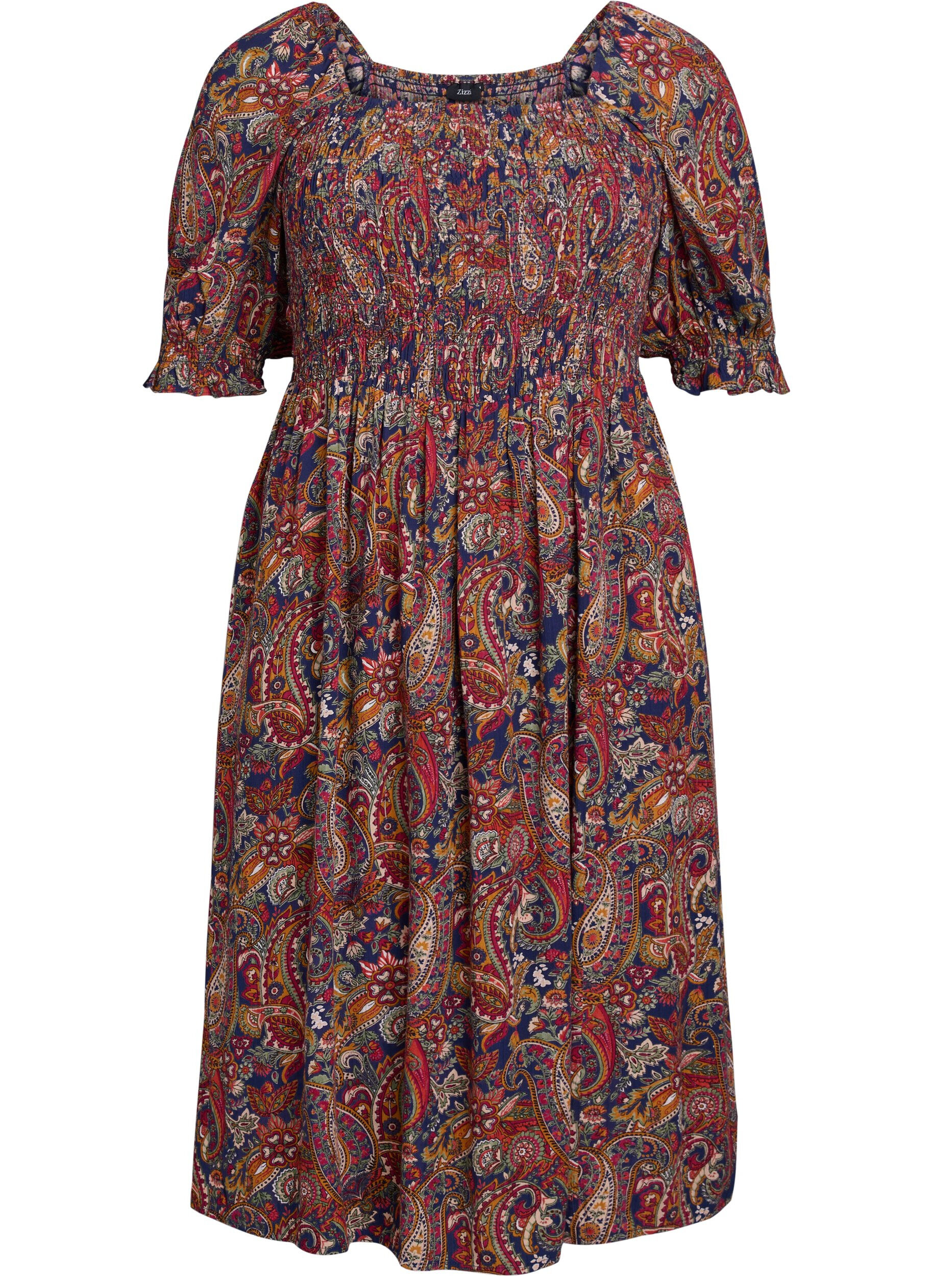 ZizziSommerkleid aus Viskose mit Paisleymuster, Blau, Packshot image number 0