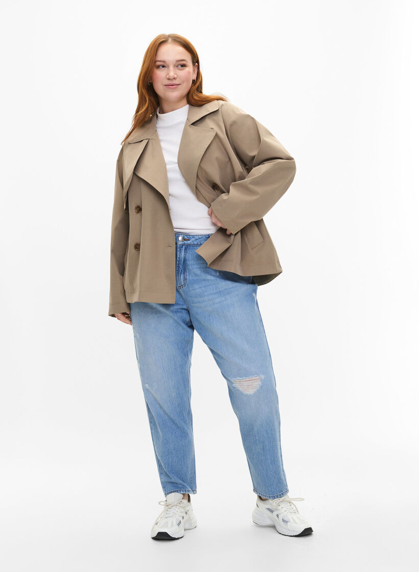 Kurzer Trenchcoat mit Druckknopfverschluss, Coriander, Model image number 2