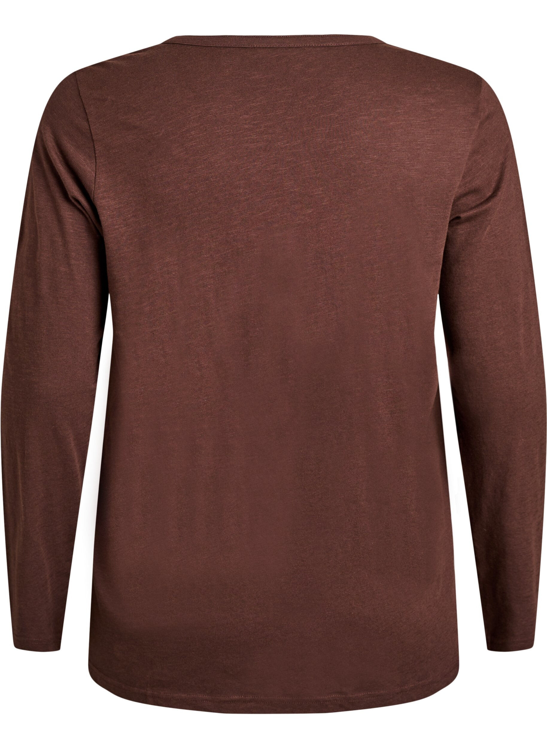 ZizziLangarmshirt mit V-Ausschnitt und Kn&ouml;pfen, Braun, Packshot image number 1