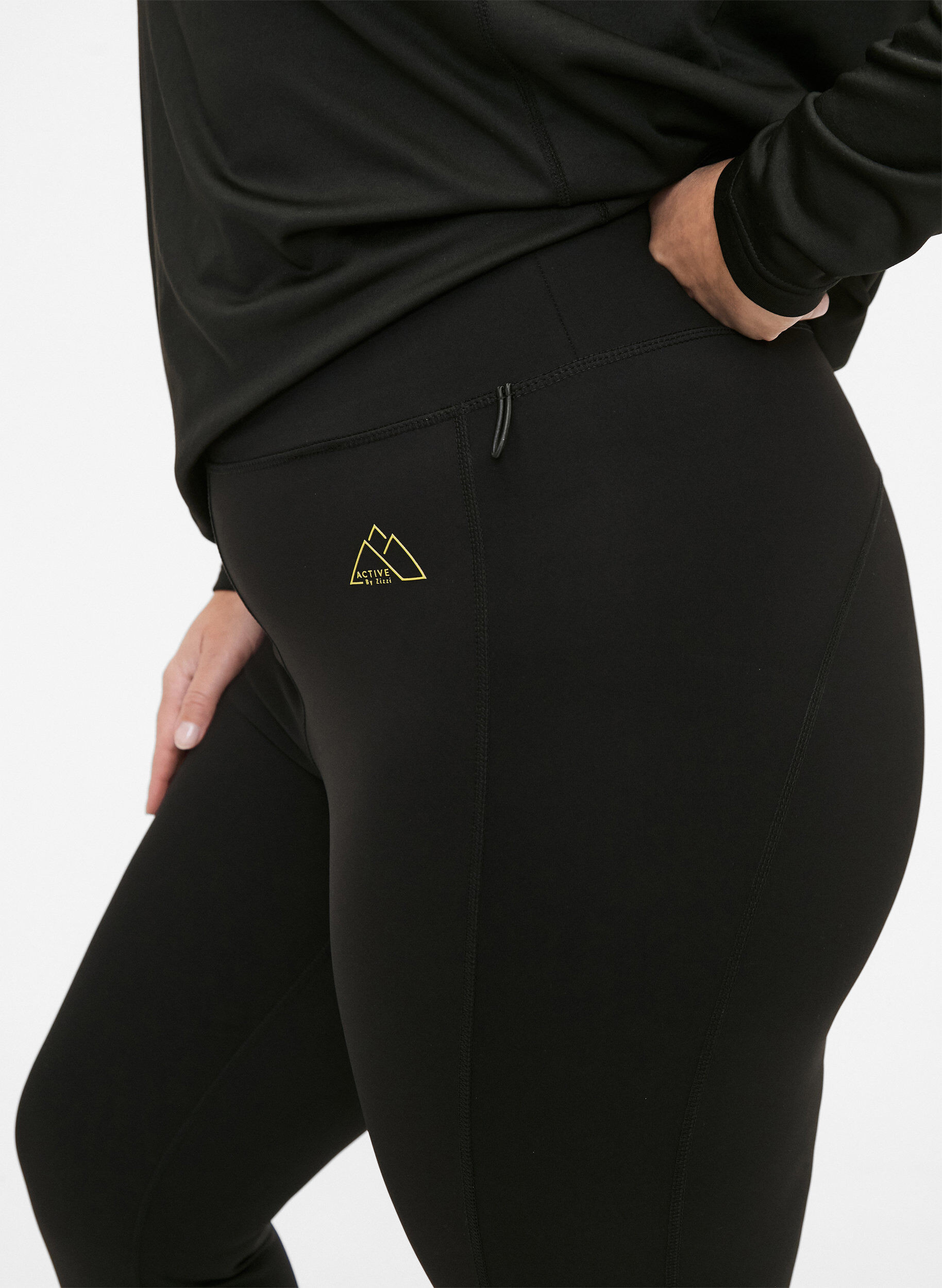 Zizzi3/4-Trainingsleggings mit Taschen, Black, Model image number 2