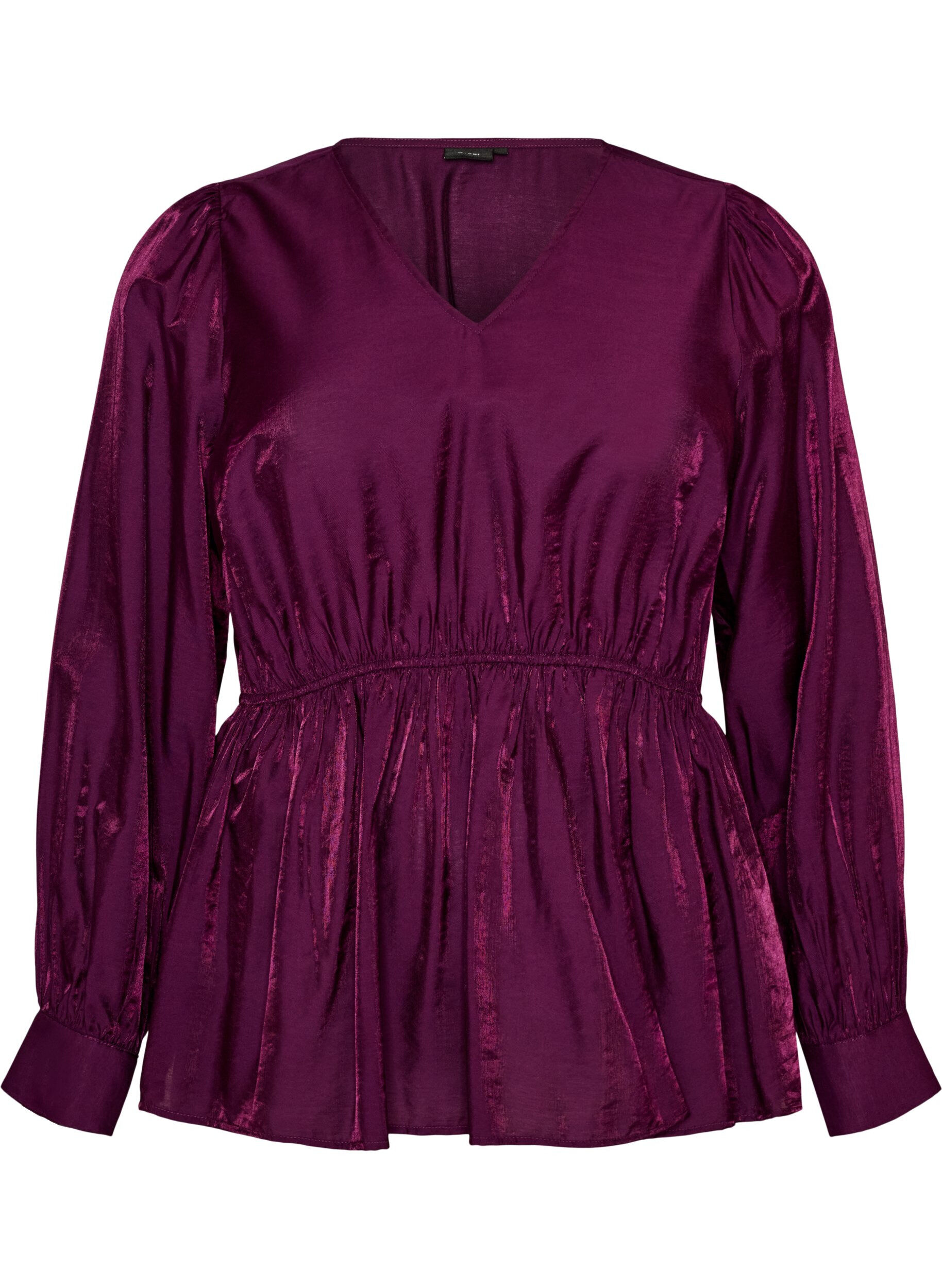 Gl&auml;nzende Bluse aus Viskose mit Peplum-Effekt